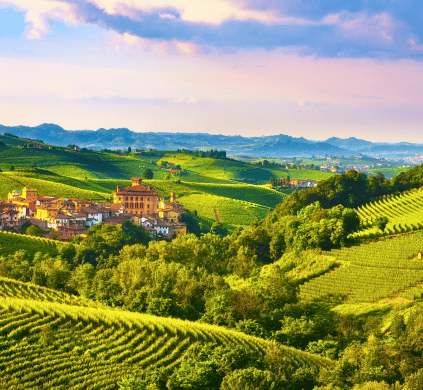 Uno splendido panorama della nostra destinazione "Colline Eleganti", nel cuore del Piemonte